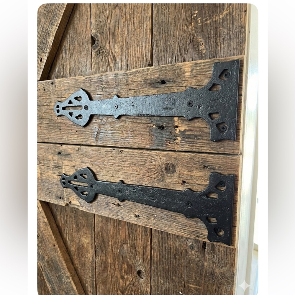 Akatva 18" Cast Iron Dummy Strap Hinges | Set of 2 | Rustic Barn Door Decor